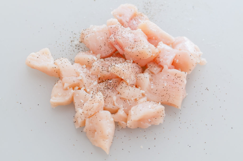 seasoned chicken ready to saute