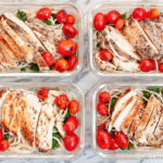 garlic parmesan kale pasta chicken cherry tomatoes meal prep
