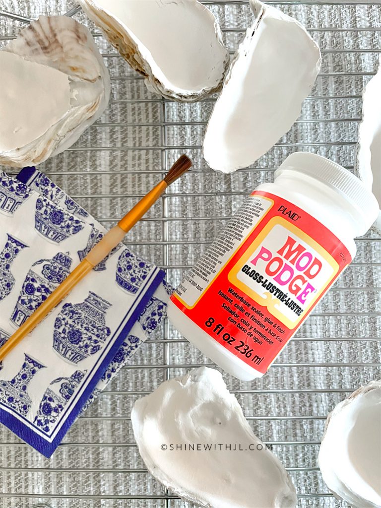 How To Decoupage Oyster Shells Ring Dish Shine with JL