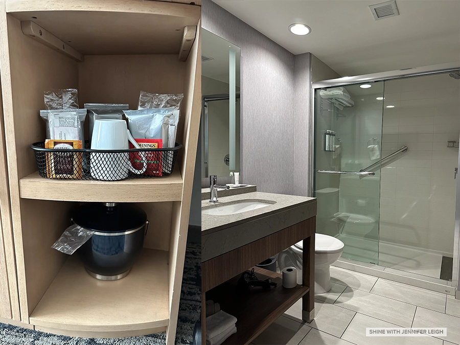 In Room Bathroom and Drink Amenities