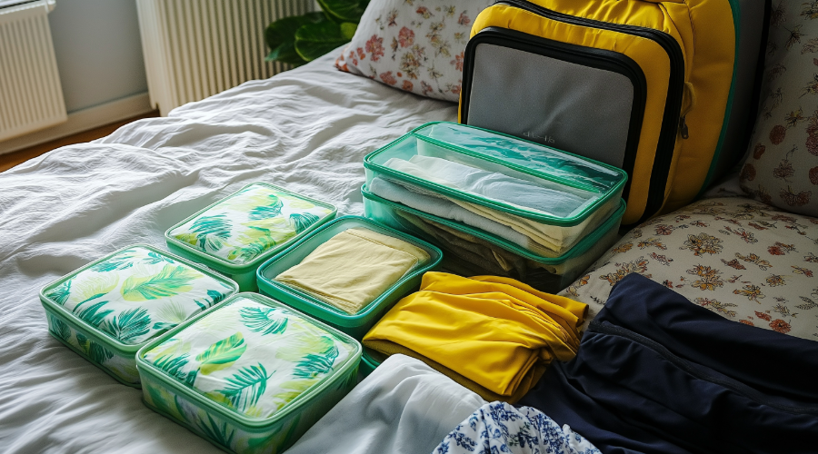 Salon Travel Tips and Curly Hair Secrets from My Fall Haircut-Packing Cubes Pattern