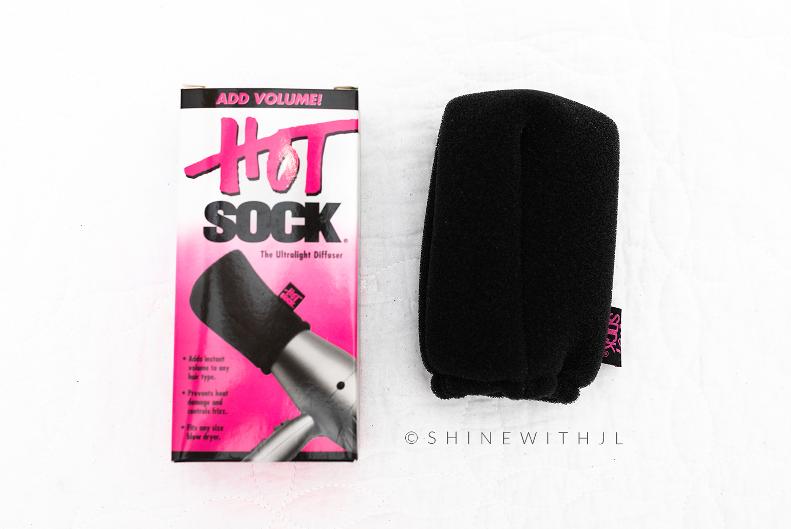 Hot Sock Diffuser for curly hair travel - lightweight and compact.