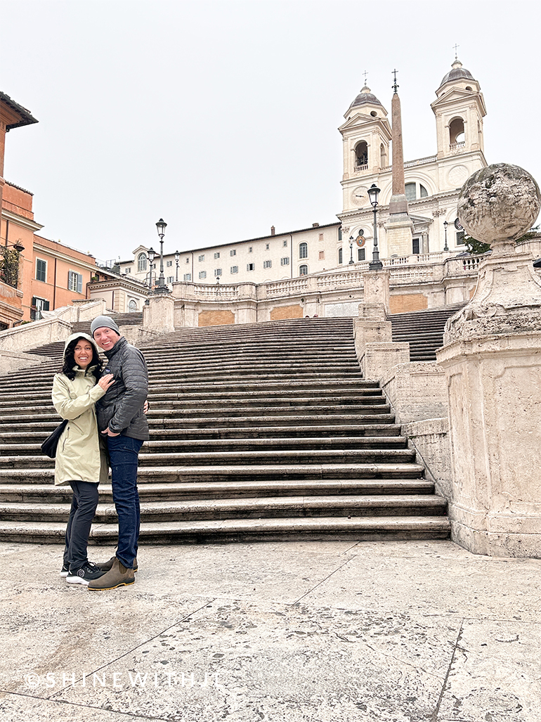 Rainy Day Outfit Spanish Steps Rome Italy
