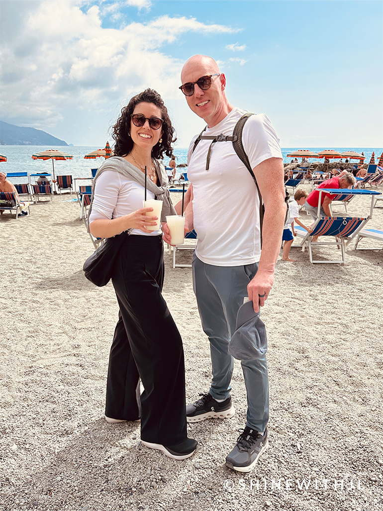 Drinking margaritas on the beach in Monterosso al Mare Italy Spring Travel