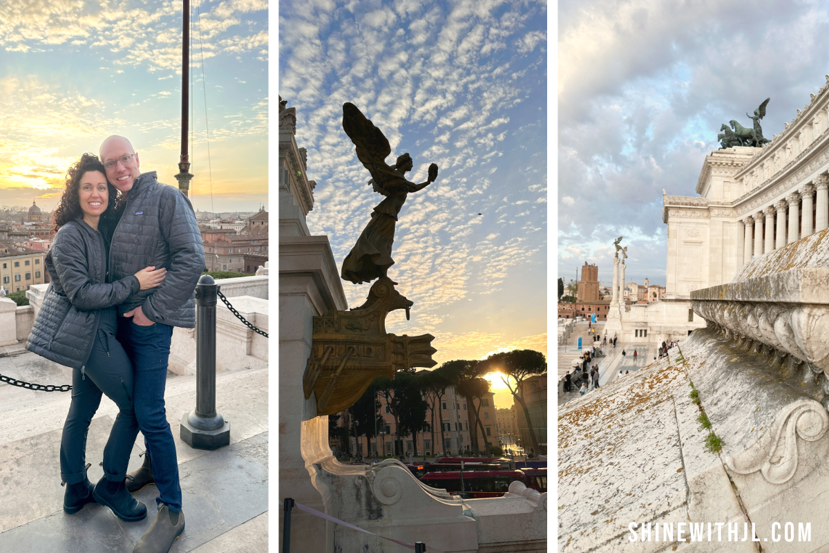 First Day in Rome Itinerary Sunset at Victor Emmanuel II Monument