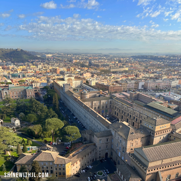 Views from above Vatican City from St. Peter's Dome Climb
