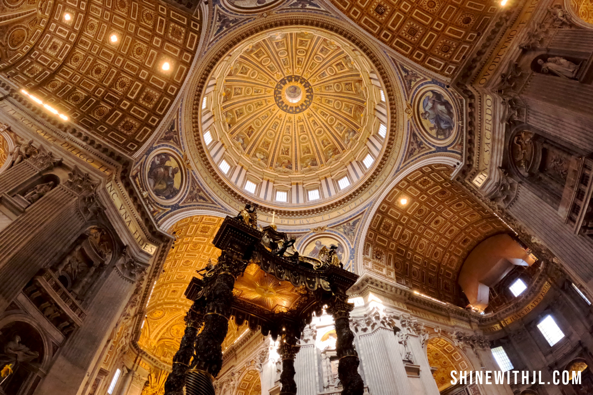 Looking up while standing at St. Peter's Altar part of 1 Day Vatican Itinerary