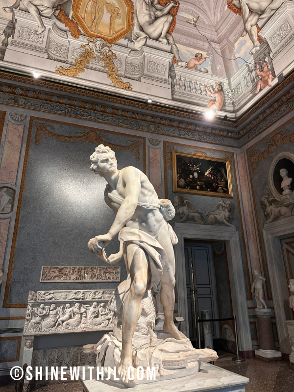 Bernini’s David sculpture at Borghese Gallery, Rome