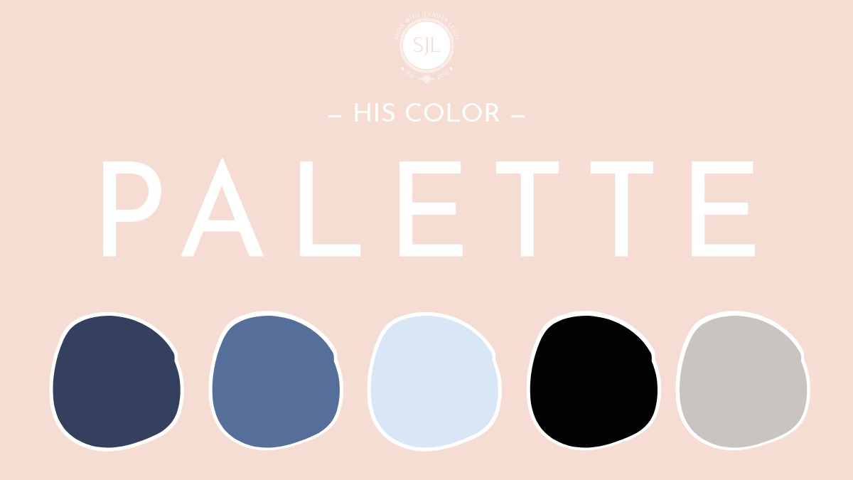 Color palette for a men’s Italy spring packing list featuring black, grey, navy, and white neutrals.