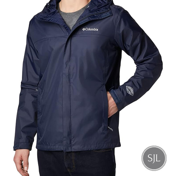 Navy Columbia rain jacket for rainy days during Italy spring travel.