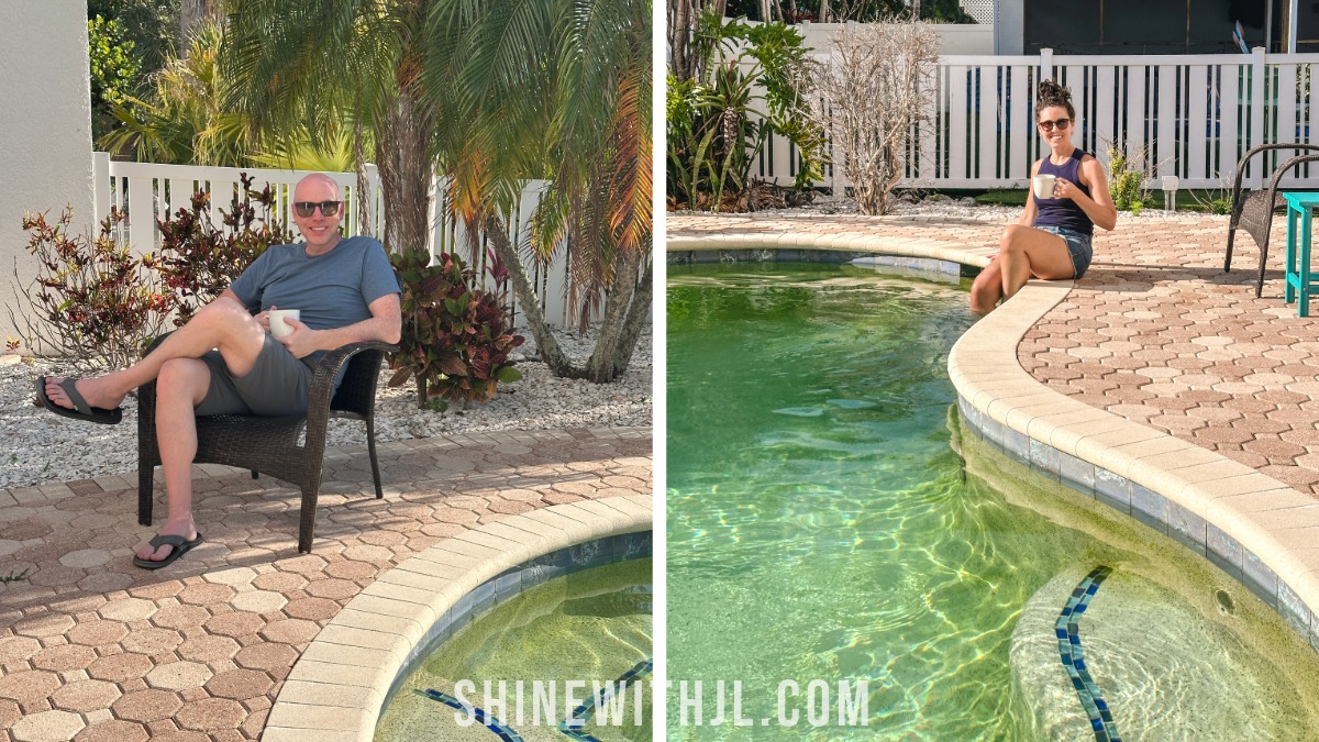 Morning Coffee by Pool Anna Maria Island Morning coffee by the pool at an Anna Maria Island vacation rental