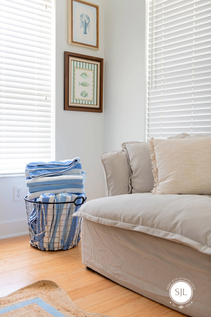 Cozy Coastal Living Room Intentional design with cozy coastal living room AMI rental