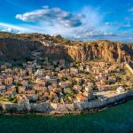 Aerial view of Monemvasia Greece for a spring Greece packing list for women