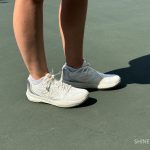 New Balance FuelCell 796 V5 women's court shoes worn on an outdoor pickleball court