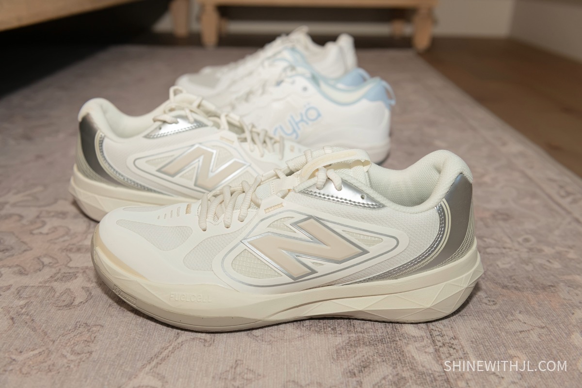 New Balance FuelCell 796 V5 New Balance FuelCell 796 V5 court shoes with Ryka Court Agility shoes behind them