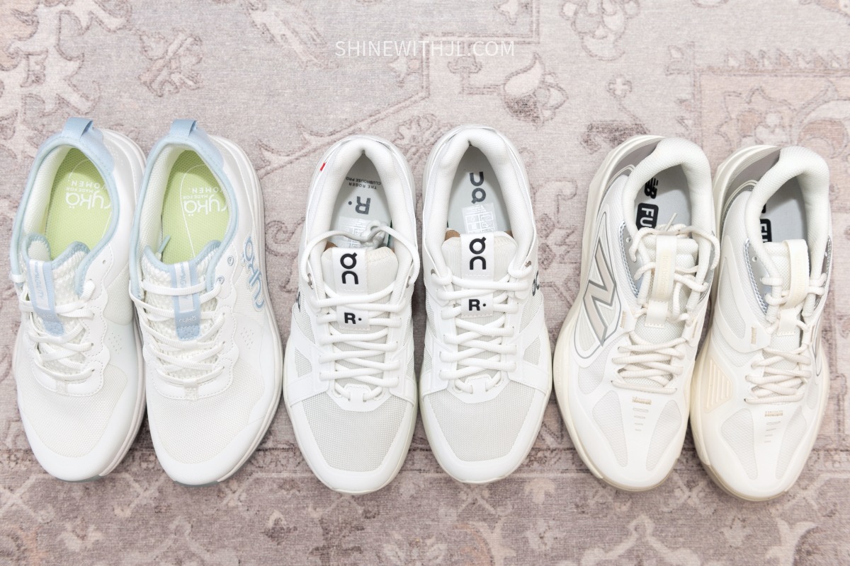 Women's Pickleball Shoe Fit Comparison New Balance, Ryka and On court shoes compared side by side during my pickleball shoe testing