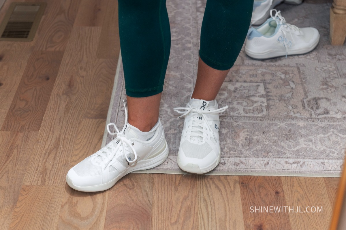 On The ROGER Clubhouse Pro Fit Test On The ROGER Clubhouse Pro shoes showing the fit around my heel and forefoot